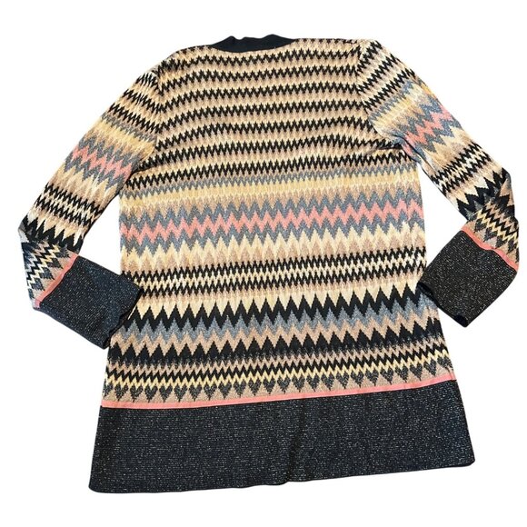 MISSONI metallic gold Chevron print open cardigan  women’s Size 12 - Picture 9 of 9